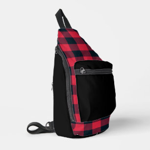 Red Black Plaid Pattern Sling Bag