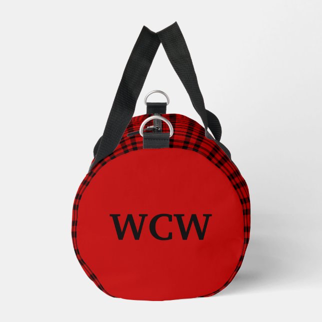 Red Black Plaid Personalise Pattern Small Duffle Bag (Left)