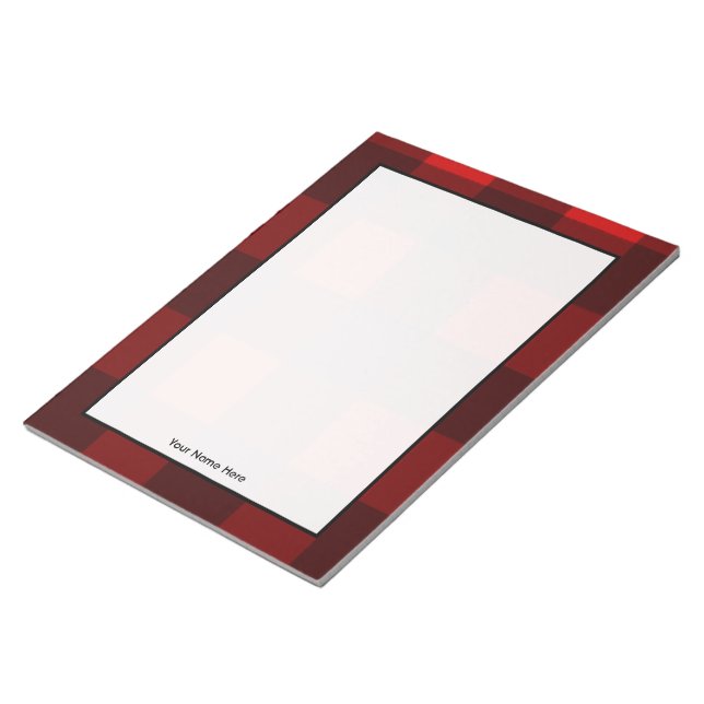 Red & Black Plaid Personalised Notepad (Angled)