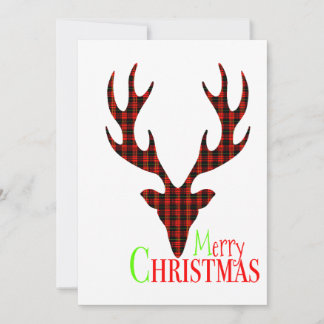 Red Black Plaid Reindeer Christmas Greeting Cards
