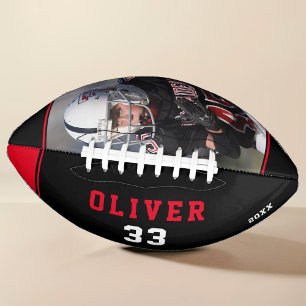 Red Black Player's Name Number Photo American Football