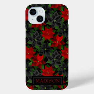 Red Black Poinsettia Goth Chrstimas iPhone 15 Mini Case
