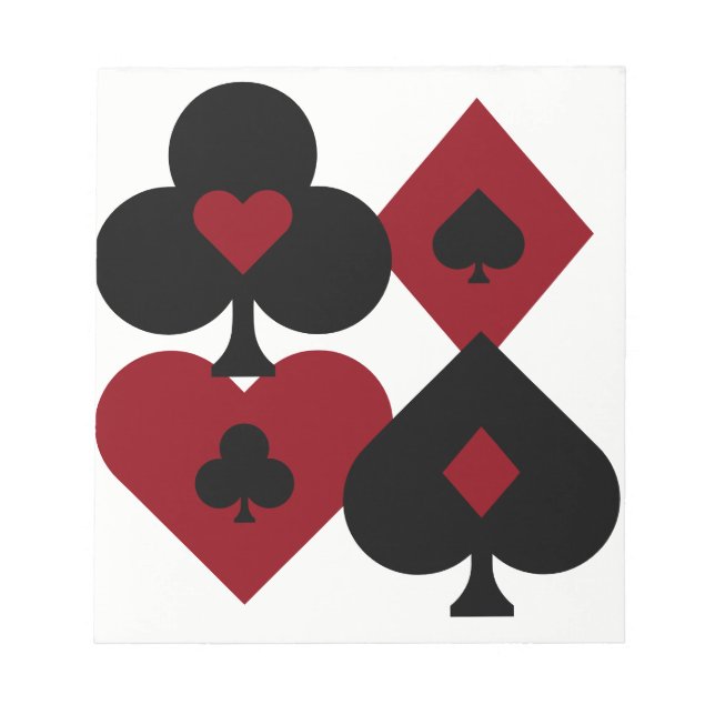 Red & Black Poker Card Deck Suits Notepad (Front)