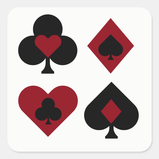 Red & Black Poker Card Deck Suits Square Sticker (Front)