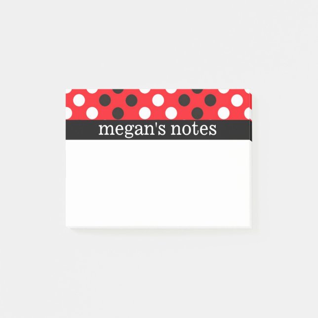 Red & Black Polka Dots Post-it Notes (Front)