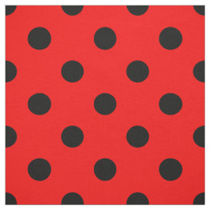 Red Black Polka Dots Textile Fabric
