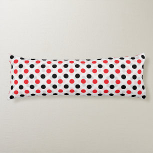 Red Black Polka Dots Textile Pattern Design Body Cushion
