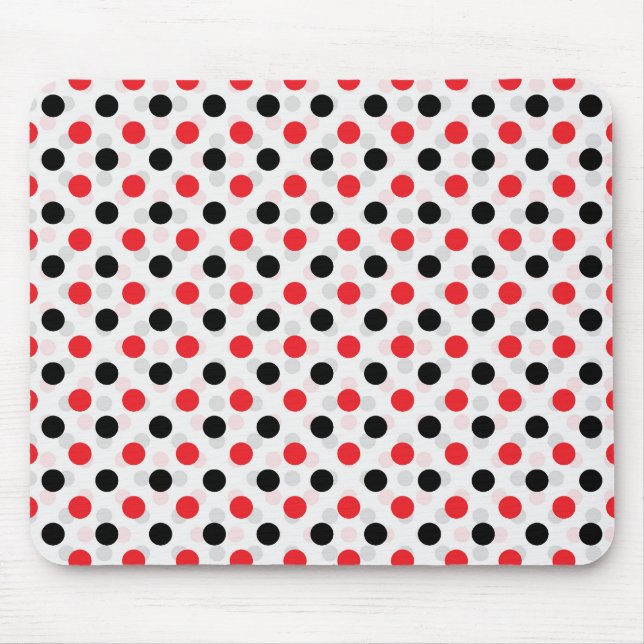 Red Black Polka Dots Textile Pattern Design Mouse Mat (Front)