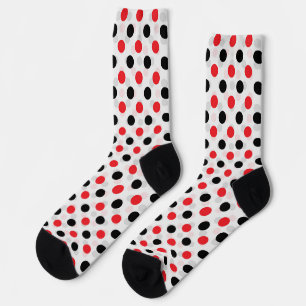 Red Black Polka Dots Textile Pattern Design Socks