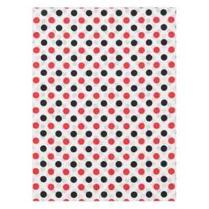 Red Black Polka Dots Textile Pattern Design Tablecloth