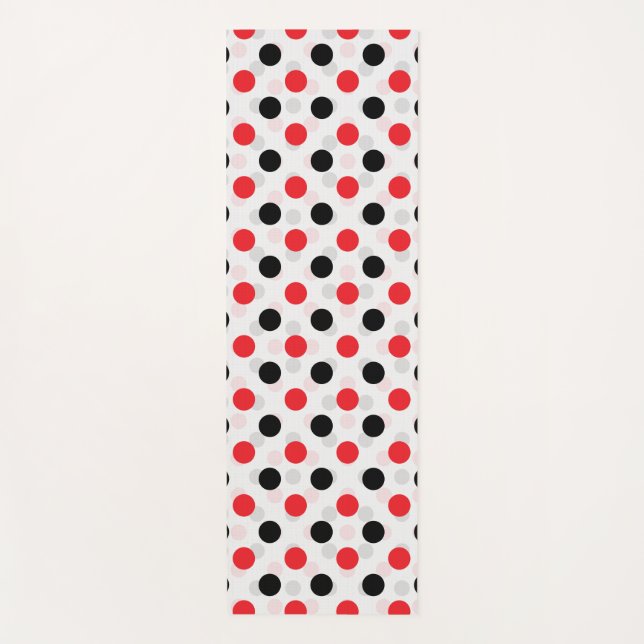 Red Black Polka Dots Textile Pattern Design Yoga Mat (Front)