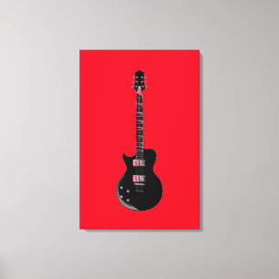 Red Black Pop Art Electric Guitar Canvas Print