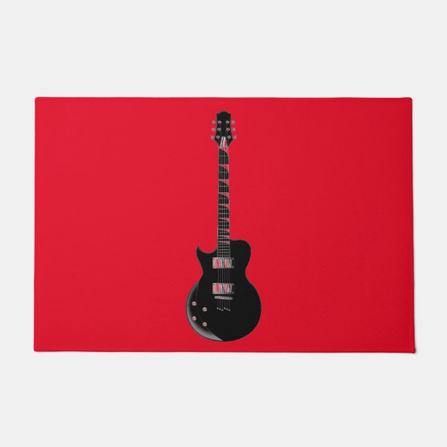 Red Black Pop Art Electric Guitar Doormat (Front)