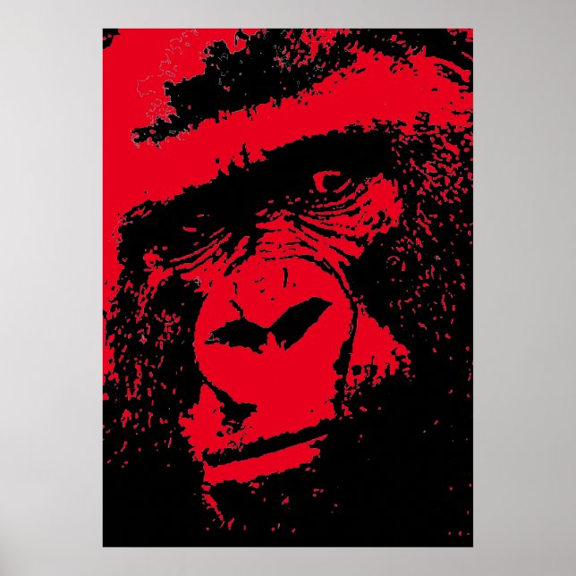 Red Black Pop Art Gorilla Face Poster (Front)