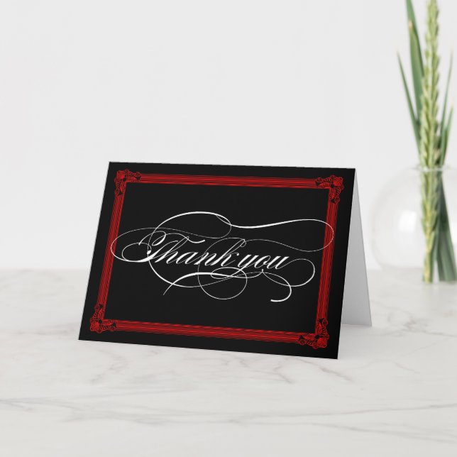 Red & Black Poster Style Thank You Card (Front)