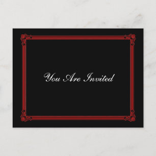 Red & Black Poster Style Wedding RSVP Postcards