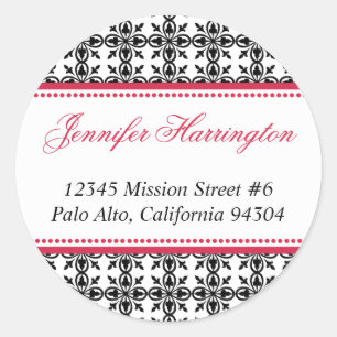 Red black preppy custom fancy return address label