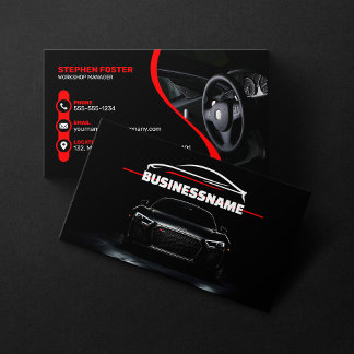 Red & Black Professional Automotive Car Detailing Business Card