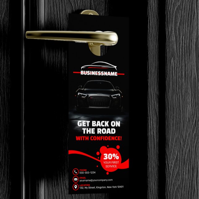 Red & Black Professional Automotive Car Detailing Door Hanger (Creator Uploaded)