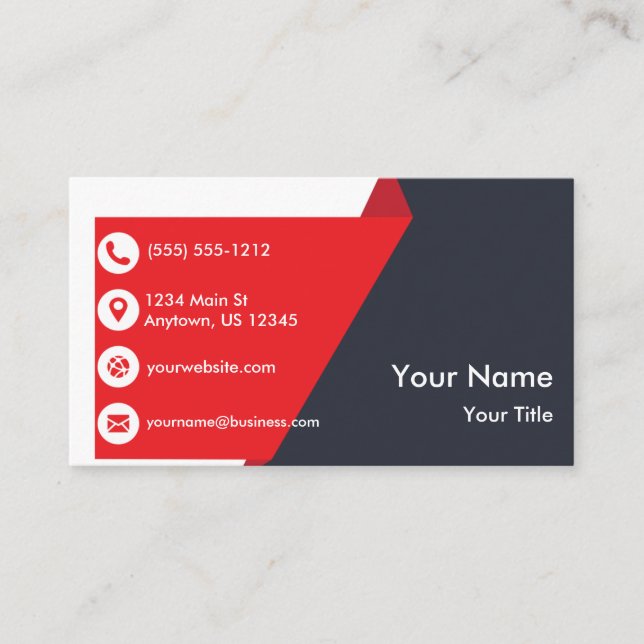Red Black Professional Business Card (Front)