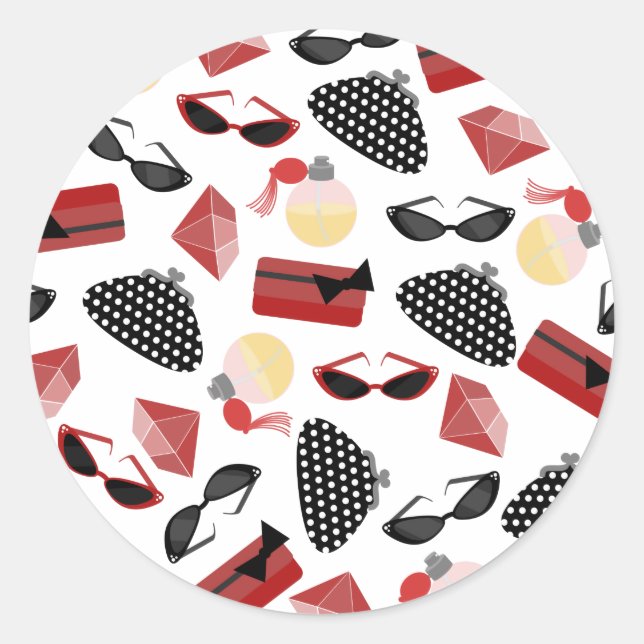 Red & Black Purses Purfume & Sunglasses Sticker (Front)