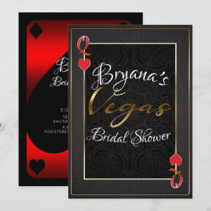 Red Black Queen of Hearts Vegas Bridal Shower Invitation