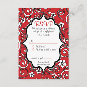 Red & Black Quinceañera RSVP Card