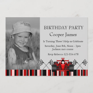 Red & Black Race Car Birthday Invite