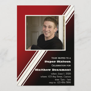 Red Black Racing Stripe Birthday Party Invitation