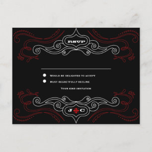 Red & Black Rock 'n' Roll Music Themed Wedding Invitation Postcard