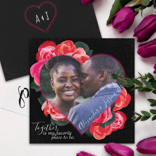 Red, Black Romantic Roses Photo Valentine's Day Invitation