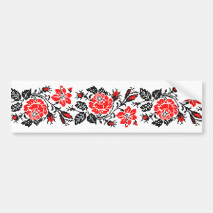 Red&Black Rose cross-stitch Russian Pattern Bumper Sticker
