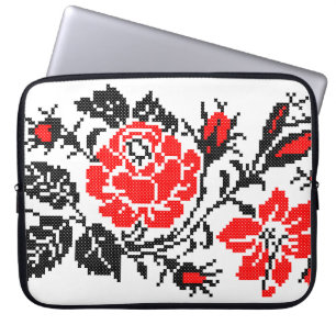 Red&Black Rose cross-stitch Russian Pattern Laptop Sleeve