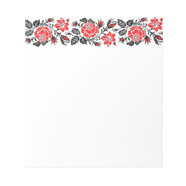 Red&Black Rose cross-stitch Russian Pattern Notepad (Front)