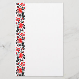 Red&Black Rose cross-stitch Russian Pattern Stationery