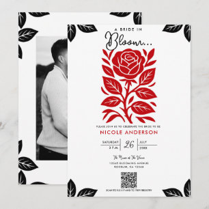 Red & Black Rose Floral Bridal Shower Invitation