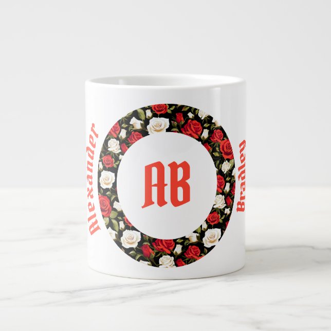 Red Black Rose Ring Jumbo Mug (Front)