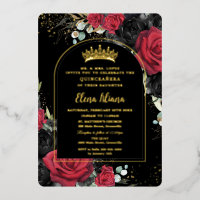 Red Black Roses Floral Quinceanera Sweet 16 Arch