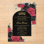 Red Black Roses Floral Quinceanera Sweet 16 Arch