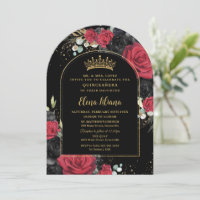 Red Black Roses Floral Quinceanera Sweet 16 Arch