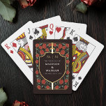 Red Black Royal Sword Shield Wedding Favour Playing Cards<br><div class="desc">Elevate your card game with these custom-designed playing cards! These cards feature a design of a mediaeval-style sword and shield surrounded by florals against a black background. Customise this deck with your monogram. NOTE: the gold featured in this design is NOT real foil.</div>
