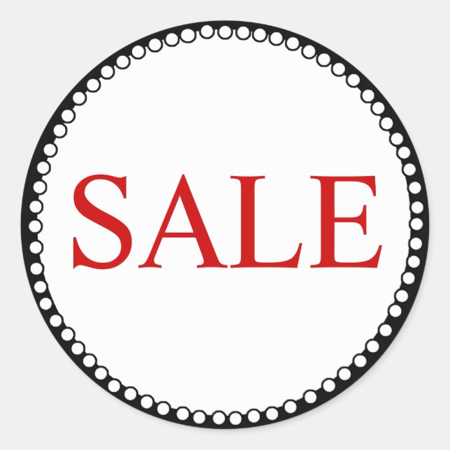 Red Black Sale Sticker for Business (Front)
