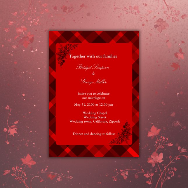 red black scottish celtic tartan wedding pattern invitation (Creator Uploaded)