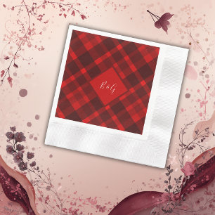 red black scottish celtic tartan wedding pattern napkin