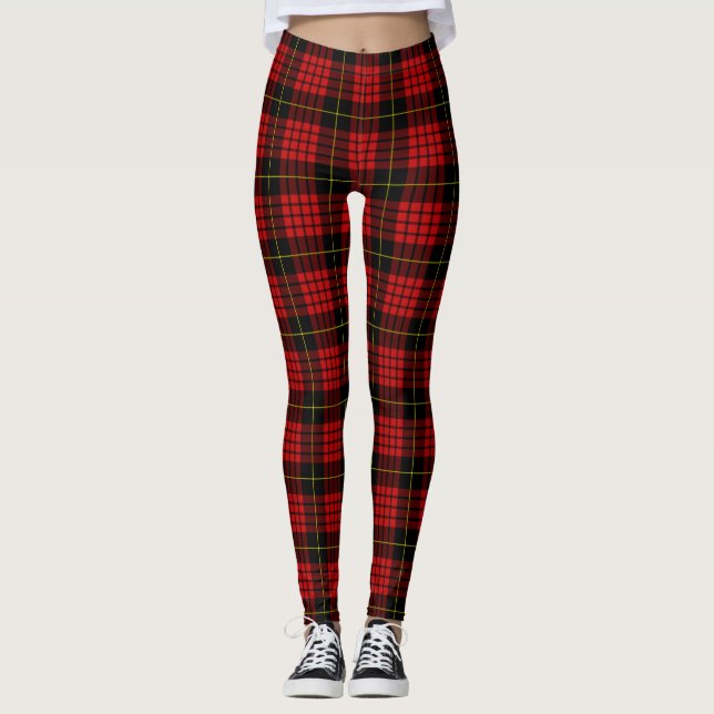 Red & black scottish tartan leggings (Front)