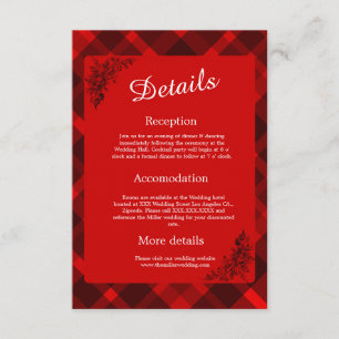 red black scottish wedding pattern  enclosure card