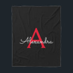 Red Black Script Girly Monogram Name Fleece Blanket<br><div class="desc">Red and Black Faux Script Monogram Add Your Own Name Fleece Blanket. This makes the perfect sweet 16 birthday,  wedding,  bridal shower,  anniversary,  baby shower or bachelorette party gift for someone that loves glam luxury and chic styles.</div>