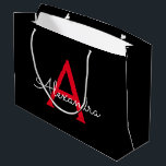 Red Black Script Girly Monogram Name Large Gift Bag<br><div class="desc">Black and Red Simple Script Monogram Name Gift Bag. This makes the perfect sweet 16 birthday,  wedding,  bridal shower,  anniversary,  baby shower or bachelorette party gift bag for someone that loves glam luxury and chic styles.</div>