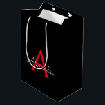 Red Black Script Girly Monogram Name Medium Gift Bag<br><div class="desc">Black and Red Simple Script Monogram Name Gift Bag. This makes the perfect sweet 16 birthday,  wedding,  bridal shower,  anniversary,  baby shower or bachelorette party gift bag for someone that loves glam luxury and chic styles.</div>