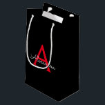 Red Black Script Girly Monogram Name Small Gift Bag<br><div class="desc">Black and Red Simple Script Monogram Name Gift Bag. This makes the perfect sweet 16 birthday,  wedding,  bridal shower,  anniversary,  baby shower or bachelorette party gift bag for someone that loves glam luxury and chic styles.</div>